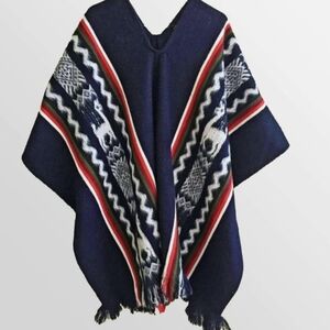 Unisex One Size Llama Wool  Poncho Blanket Sweater
